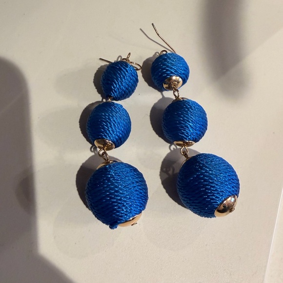 Blue Rope Ball Drop Earrings - Picture 2 of 3